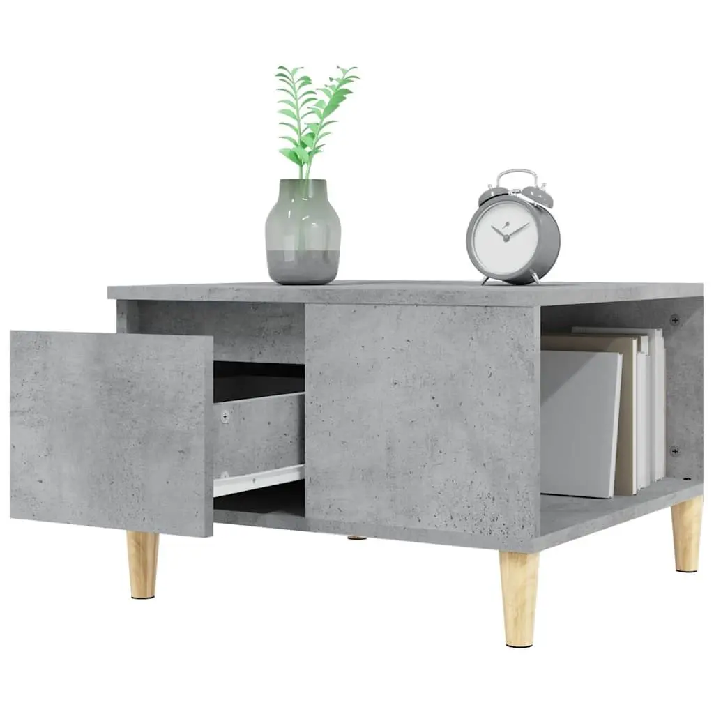 Coffee Table Grey 55x55x36.5 cm Engineered Wood with Storage Drawer Open Compartment