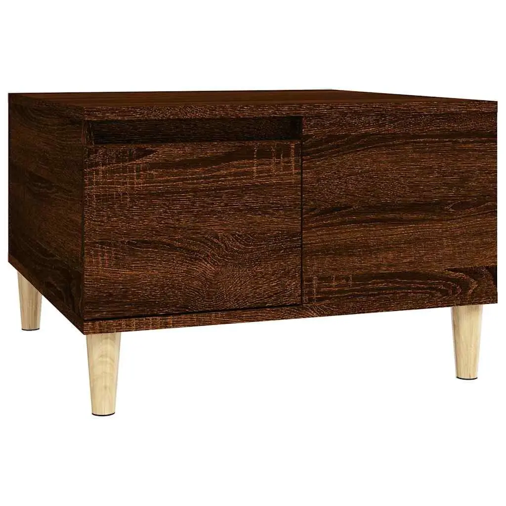 Coffee Table Brown Oak 55x55x36.5 cm Engineered Wood Eucalyptus Wood Feet