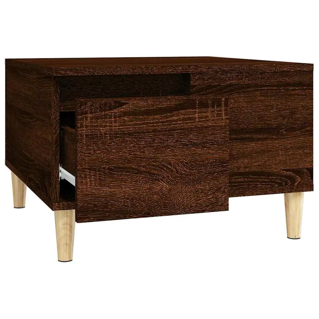 Coffee Table Brown Oak 55x55x36.5 cm Engineered Wood Eucalyptus Wood Feet