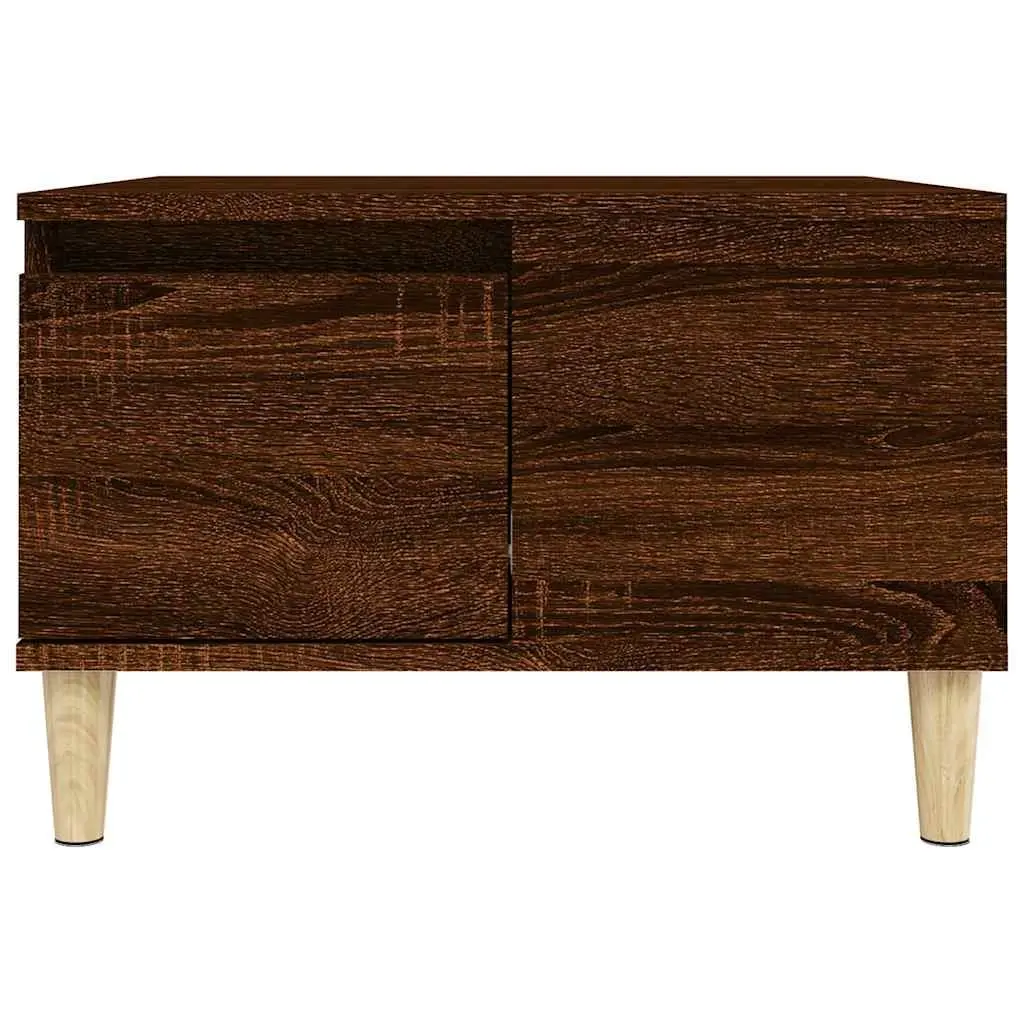 Coffee Table Brown Oak 55x55x36.5 cm Engineered Wood Eucalyptus Wood Feet