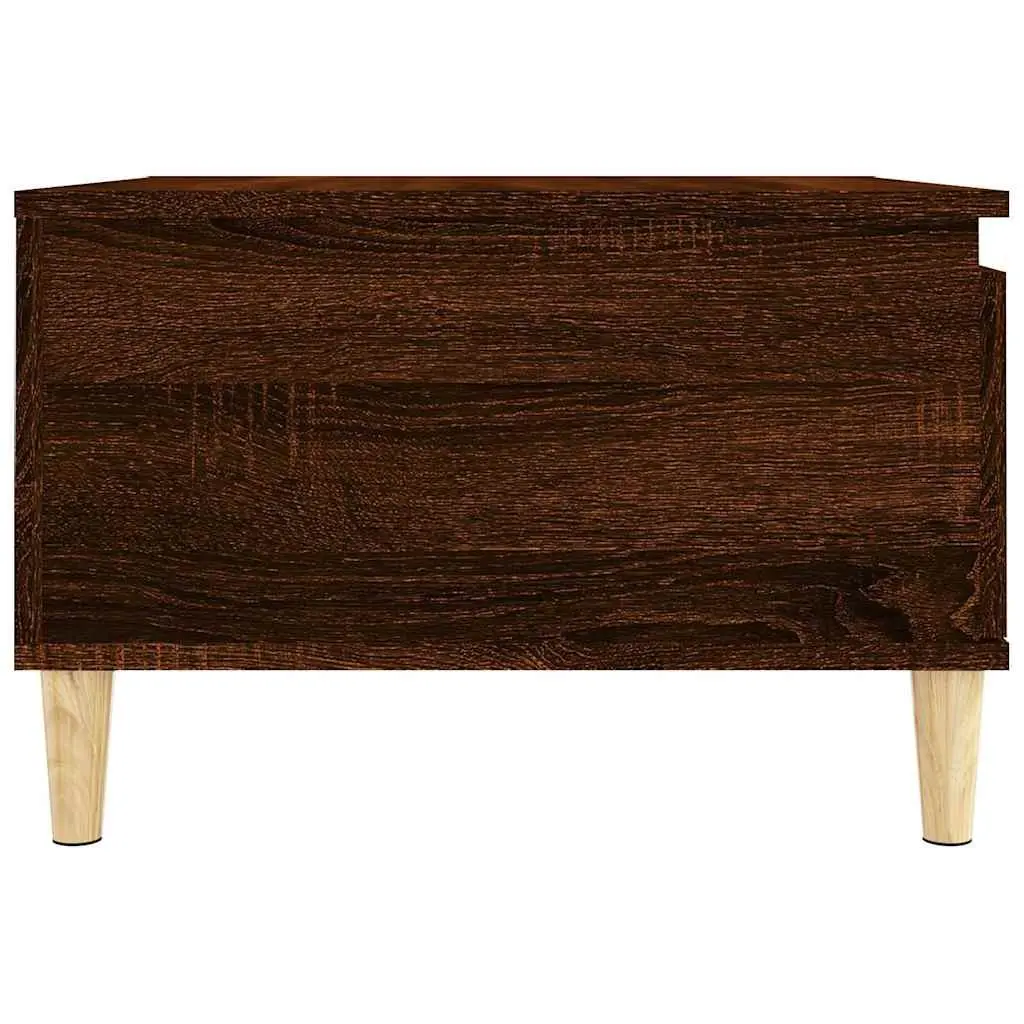Coffee Table Brown Oak 55x55x36.5 cm Engineered Wood Eucalyptus Wood Feet