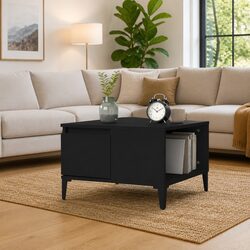 Modern Black Coffee Table with Storage Drawer
