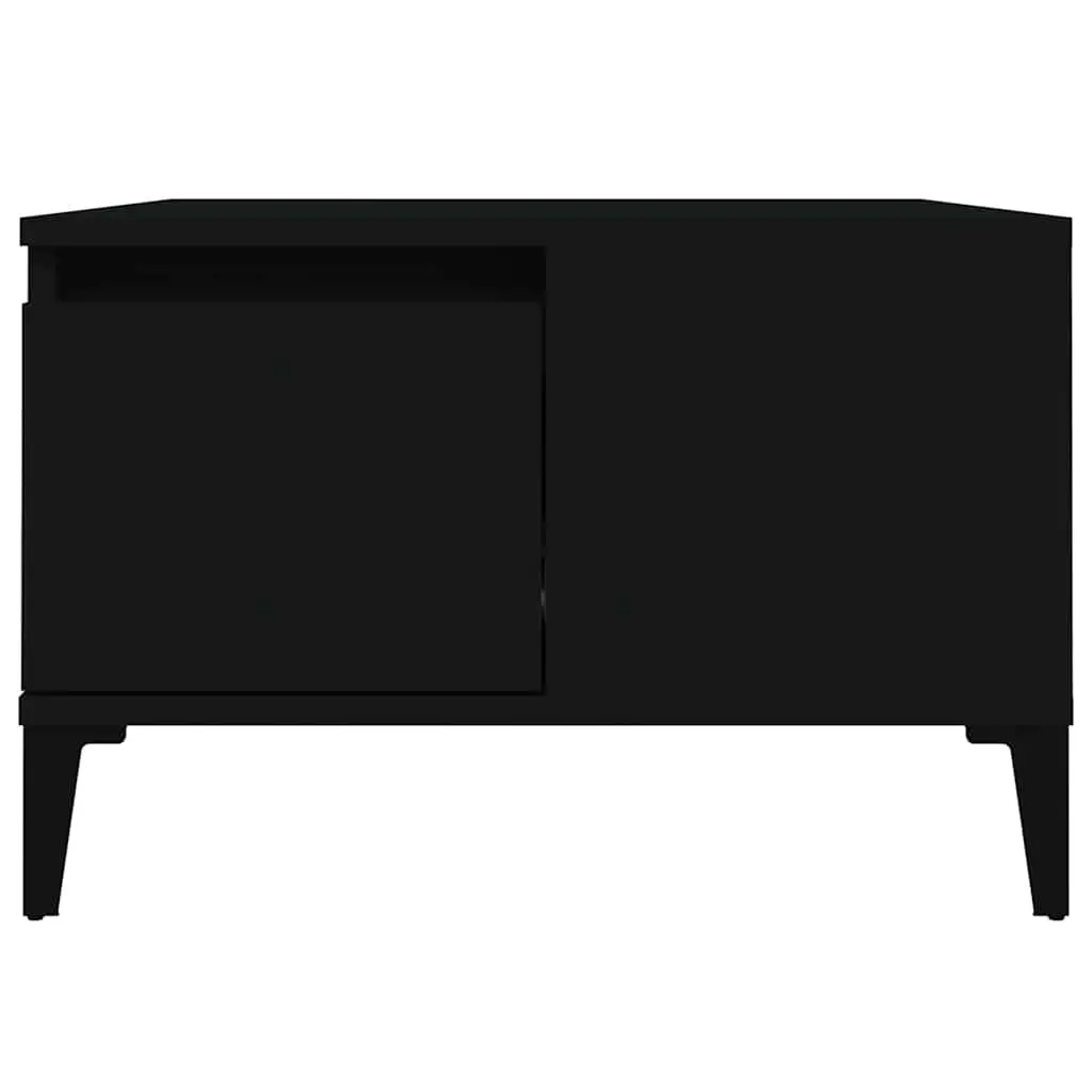 Coffee Table Black Modern 55W x 55D x 36.5H cm Engineered Wood with Metal Feet