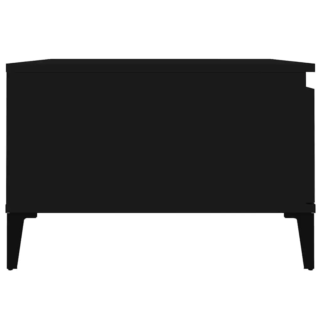 Coffee Table Black Modern 55W x 55D x 36.5H cm Engineered Wood with Metal Feet