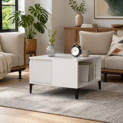 Elegant High Gloss White Coffee Table with Storage