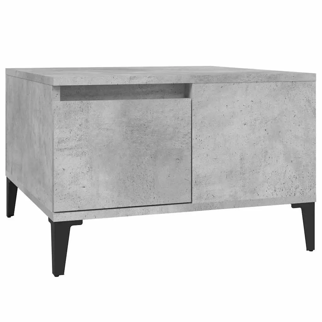 Coffee Table Grey Engineered Wood Storage 55x55x36.5cm Living Room Metal Feet