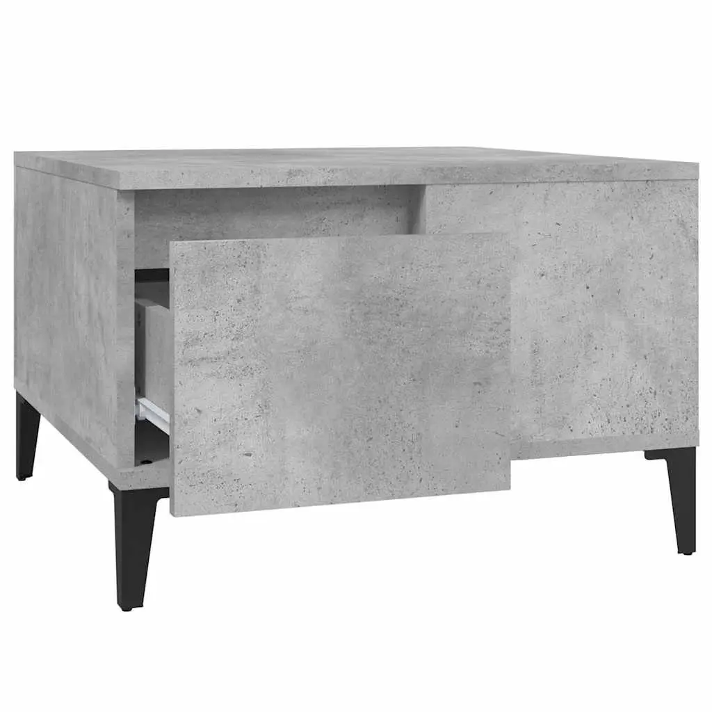 Coffee Table Grey Engineered Wood Storage 55x55x36.5cm Living Room Metal Feet