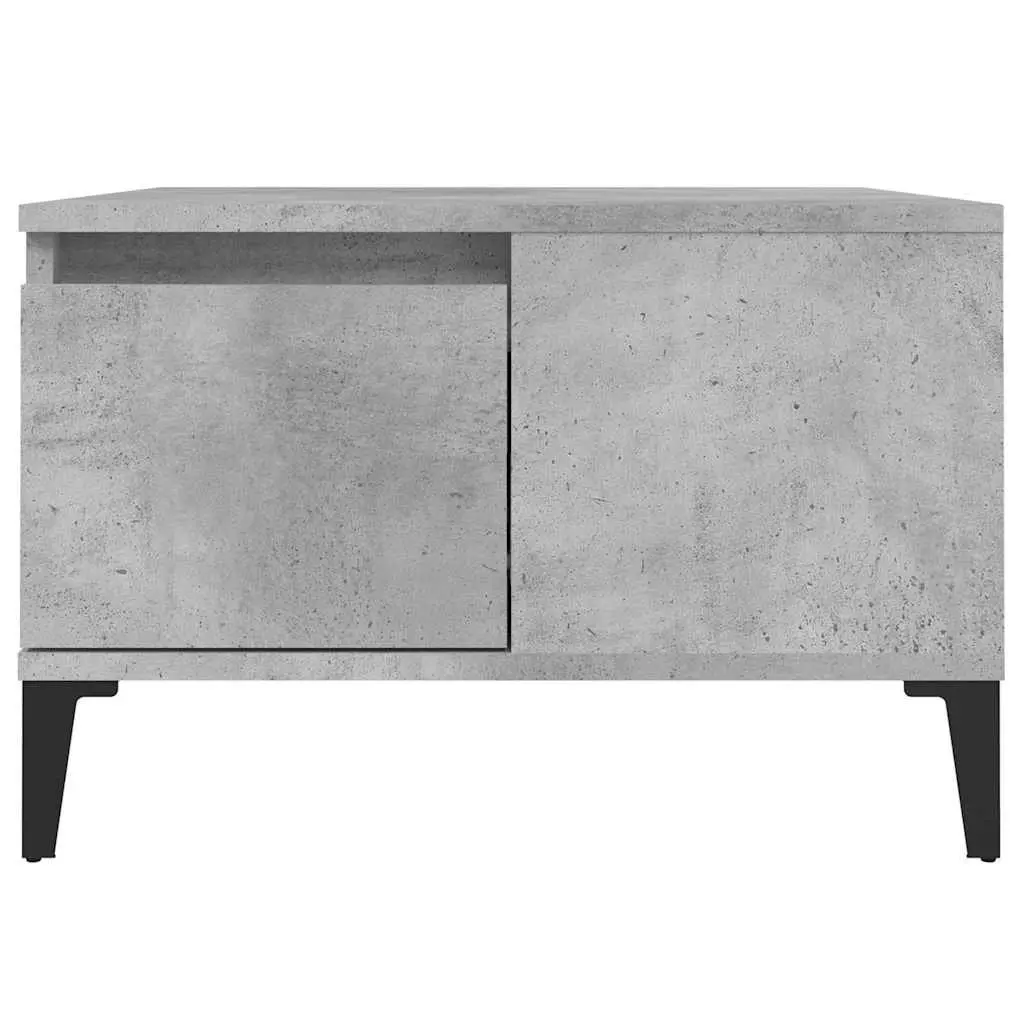 Coffee Table Grey Engineered Wood Storage 55x55x36.5cm Living Room Metal Feet