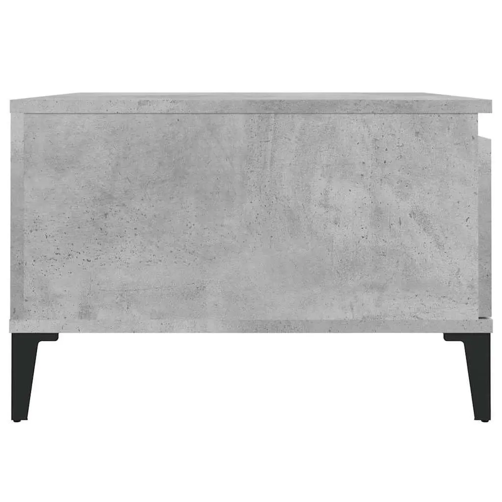 Coffee Table Grey Engineered Wood Storage 55x55x36.5cm Living Room Metal Feet