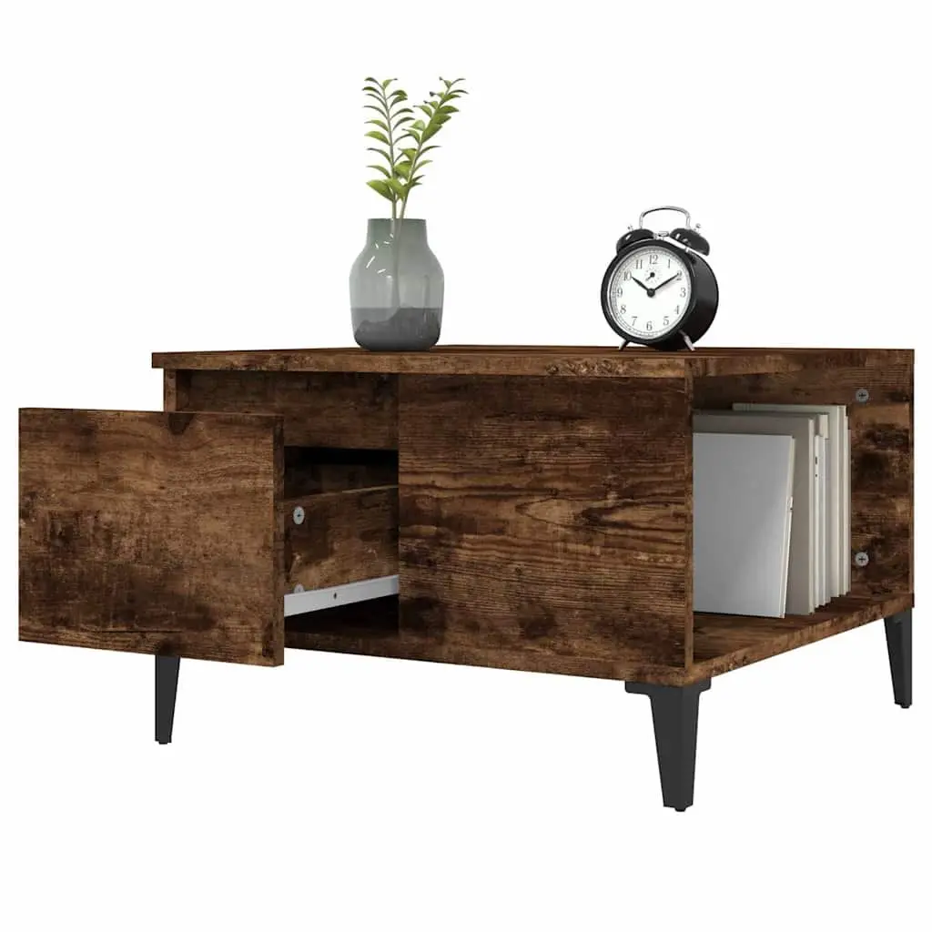 Coffee Table Brown Engineered Wood with Storage Drawer and Open Compartment