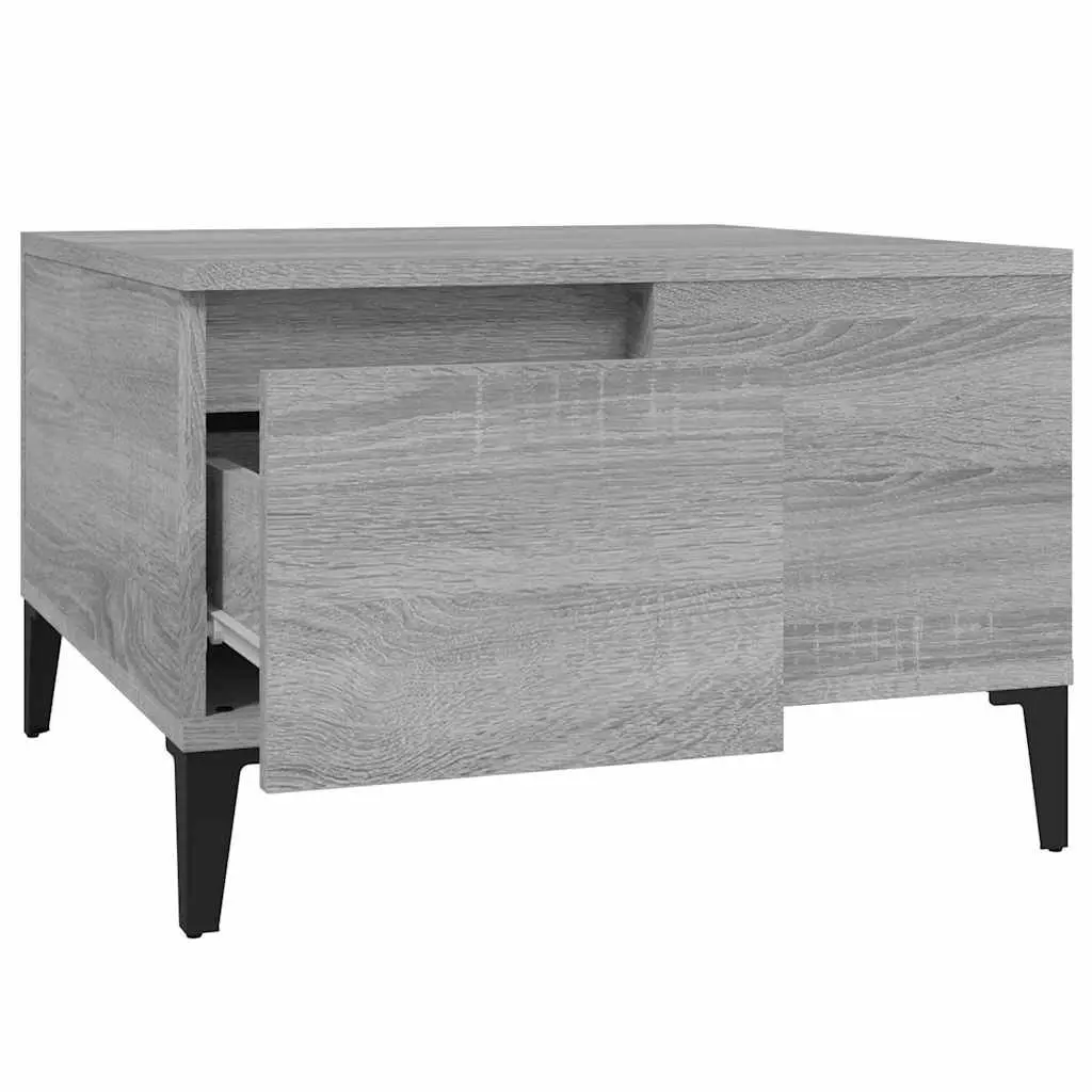 Coffee Table Grey Sonoma Engineered Wood with Metal Feet 55 x 55 x 36.5 cm