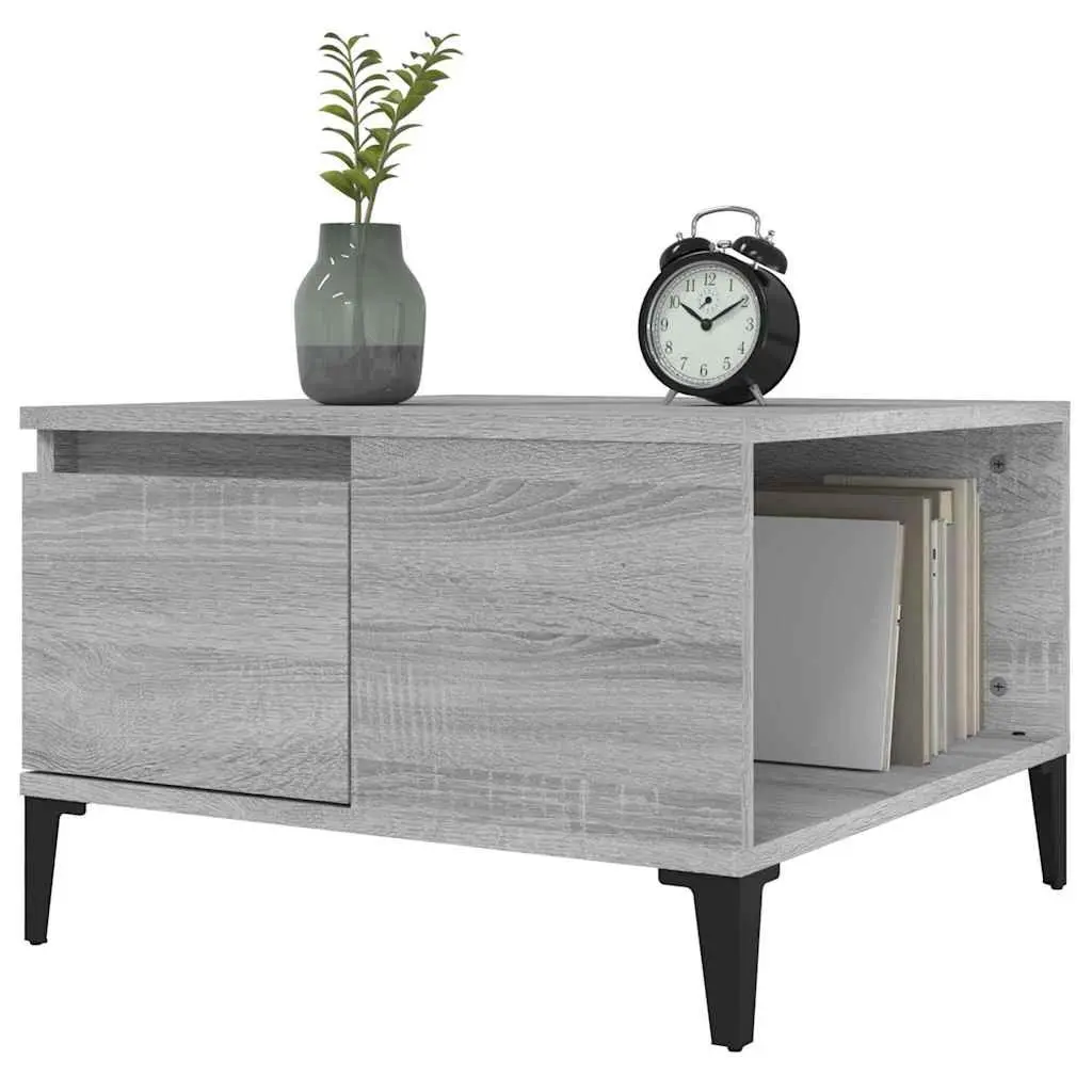 Coffee Table Grey Sonoma Engineered Wood with Metal Feet 55 x 55 x 36.5 cm