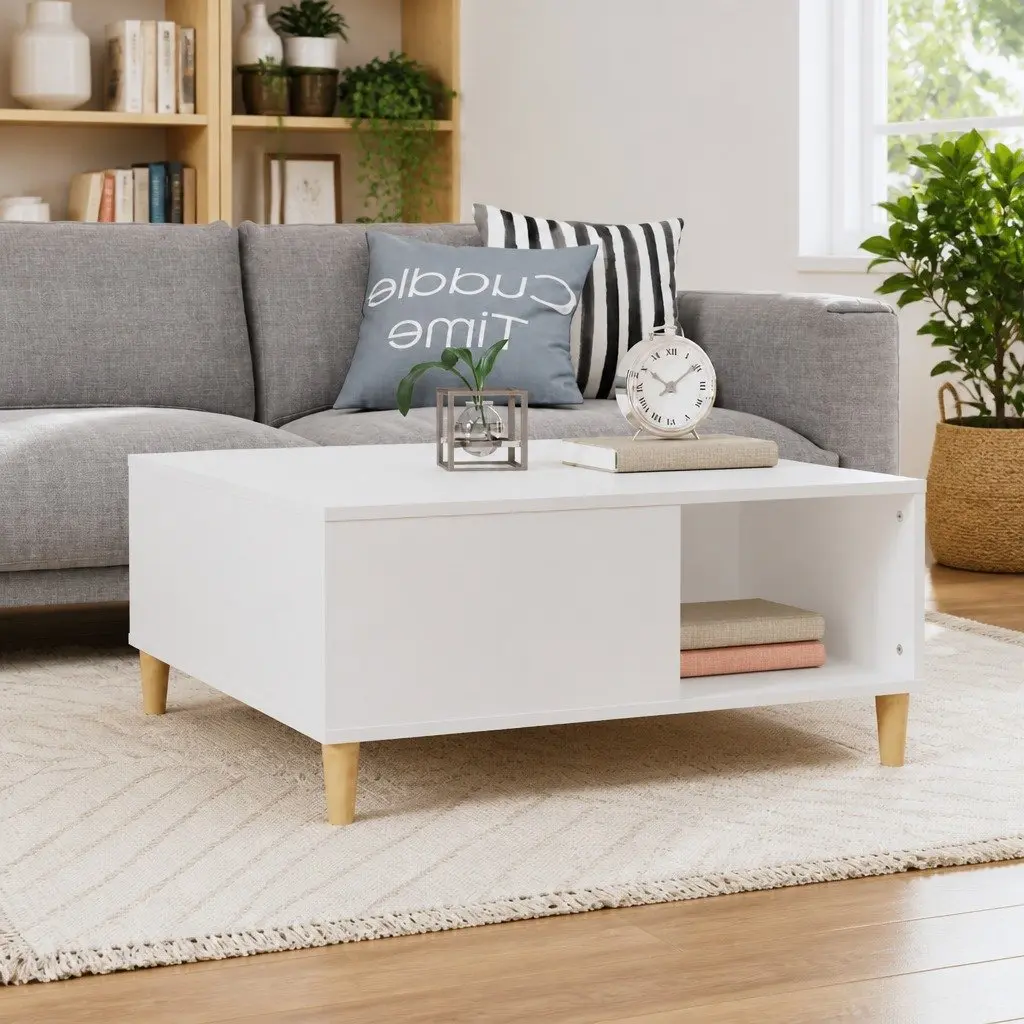 White Coffee Table with Storage for Living Rooms