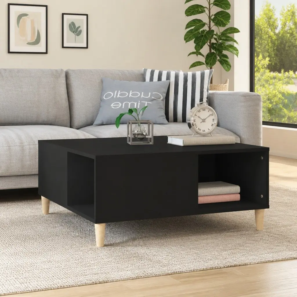 Coffee Table Black Modern 80 x 80 x 36.5 cm Engineered Wood