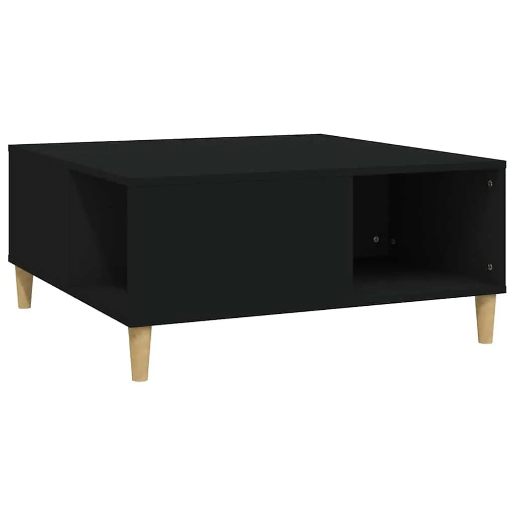 Coffee Table Black Modern 80 x 80 x 36.5 cm Engineered Wood