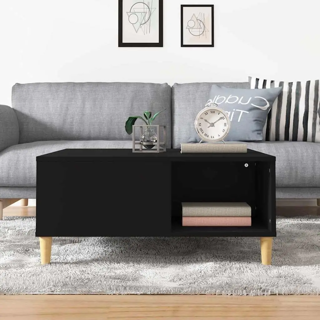 Coffee Table Black Modern 80 x 80 x 36.5 cm Engineered Wood