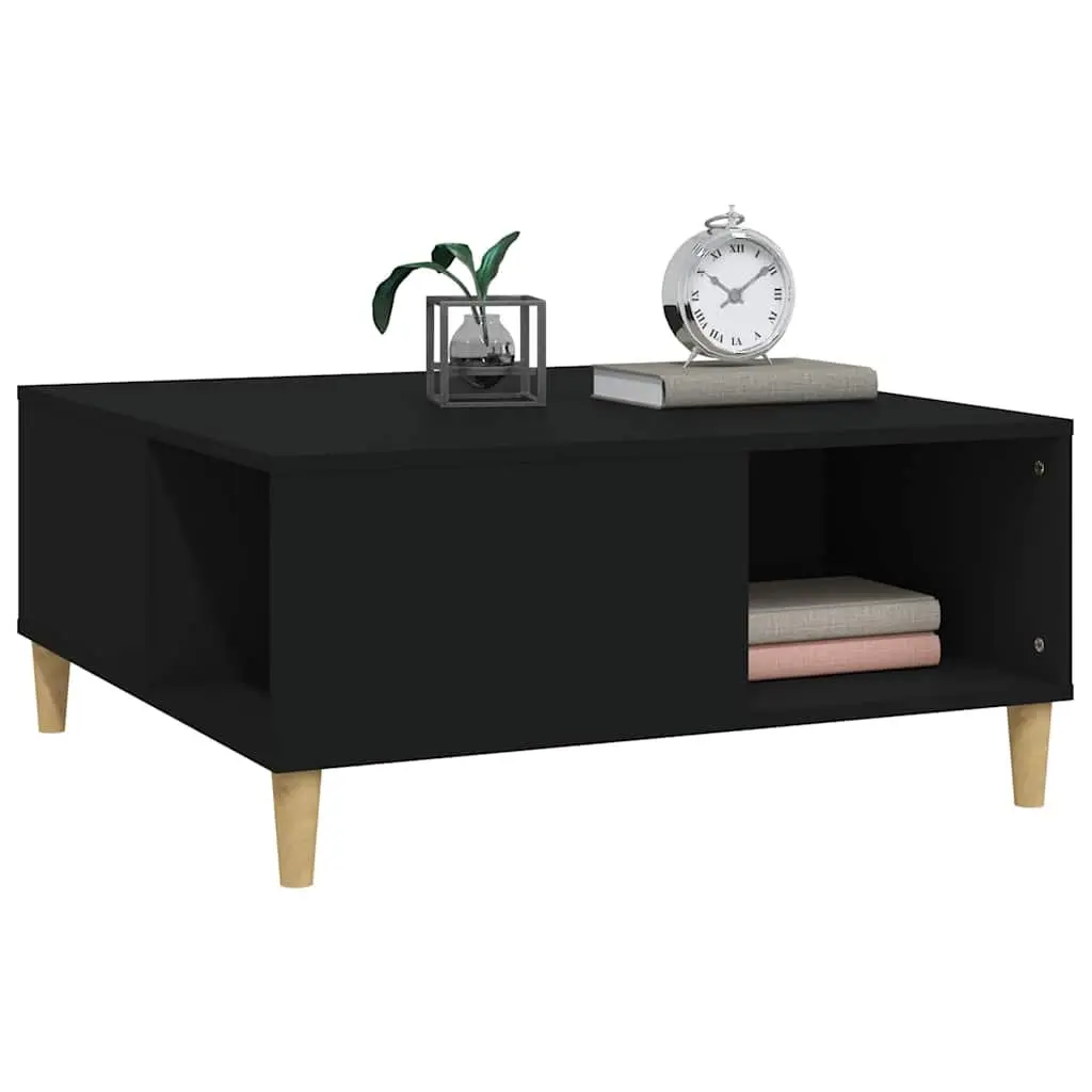 Coffee Table Black Modern 80 x 80 x 36.5 cm Engineered Wood