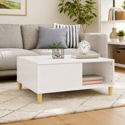 High Gloss White Coffee Table with Storage Compartment