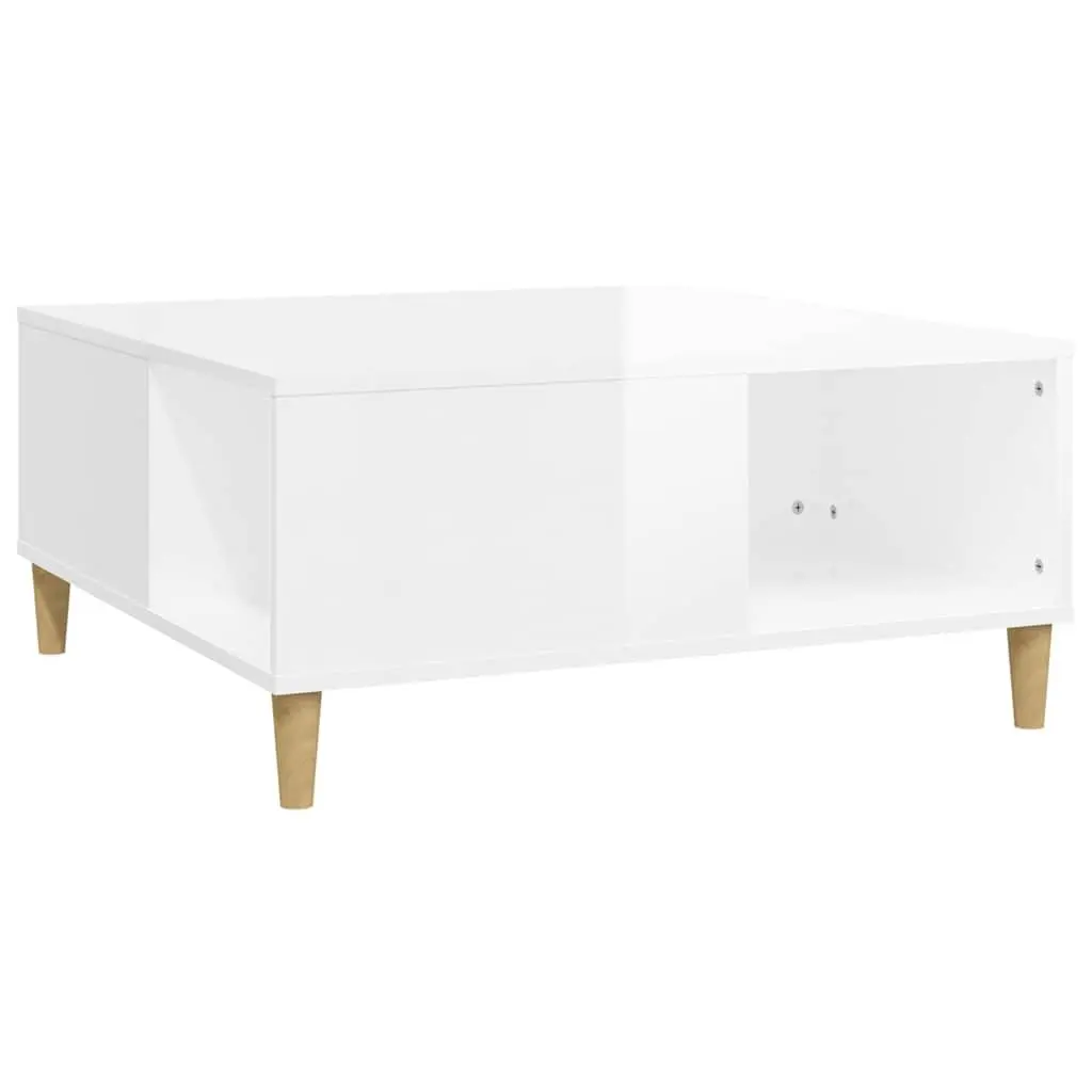 High Gloss White Coffee Table with Storage Compartment