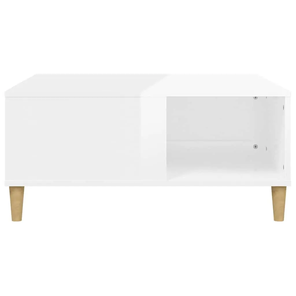 High Gloss White Coffee Table with Storage Compartment