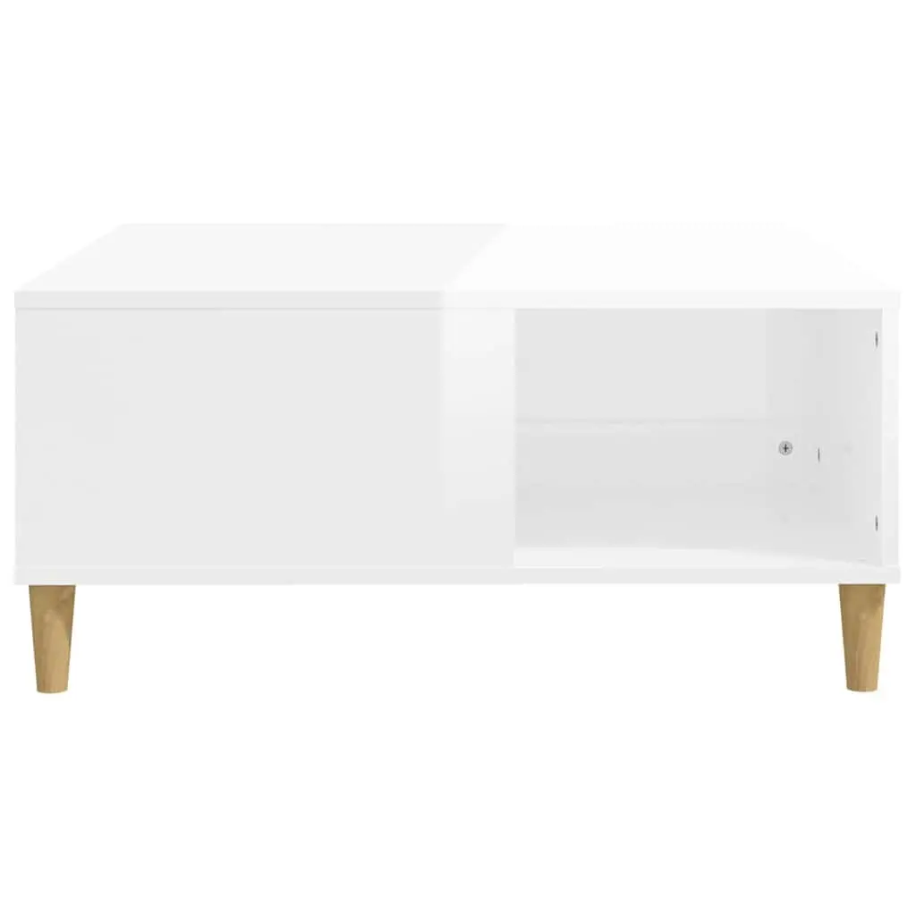 High Gloss White Coffee Table with Storage Compartment