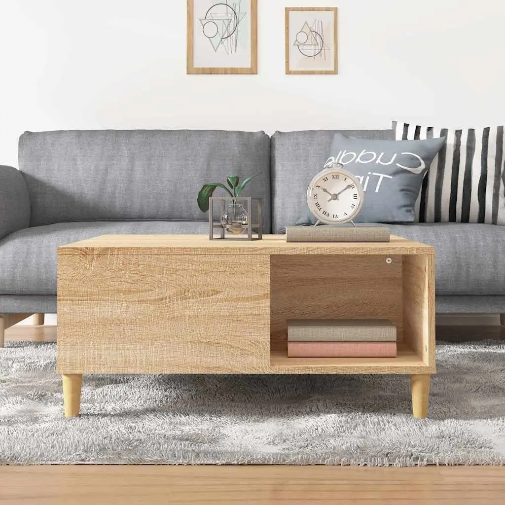 Coffee Table Brown Engineered Wood Storage Compartments Minimalist Design