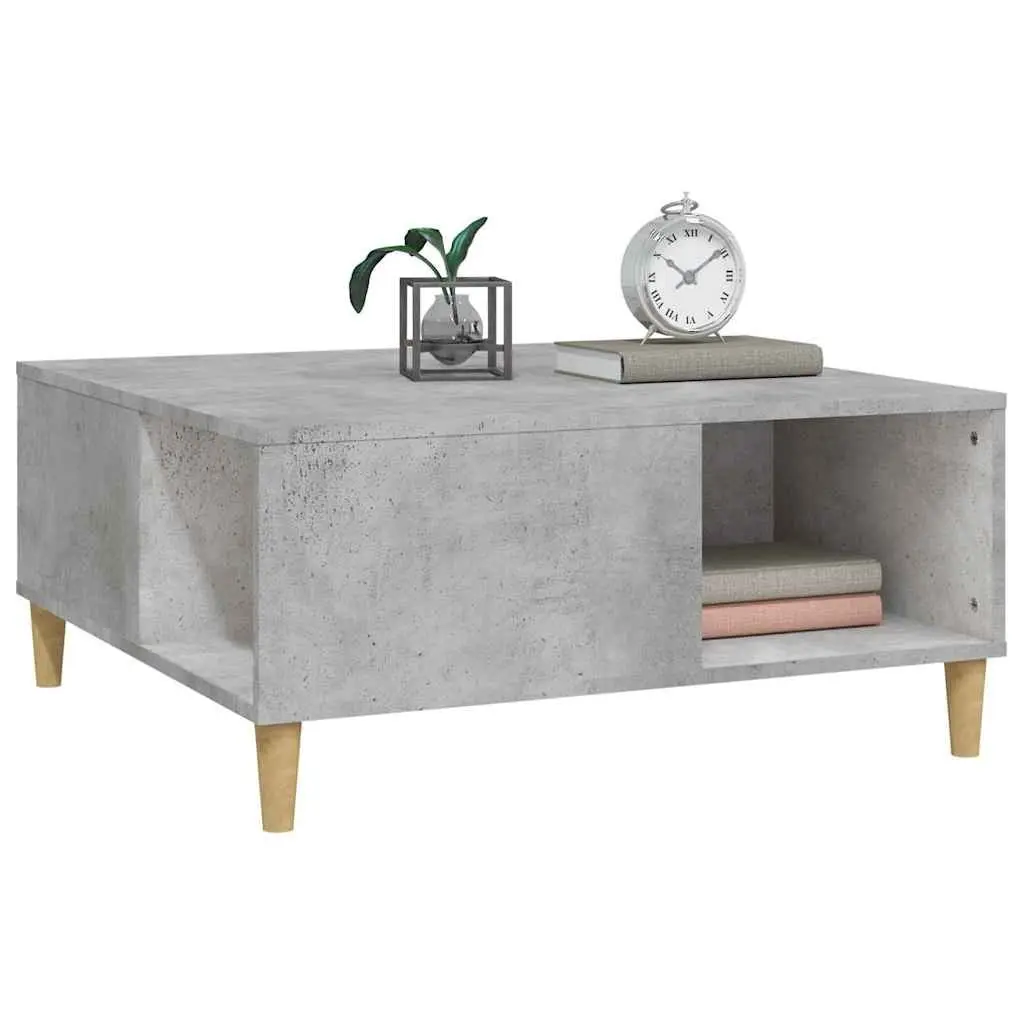 Coffee Table Grey 80x80x36.5 cm Engineered Wood with Storage Compartments