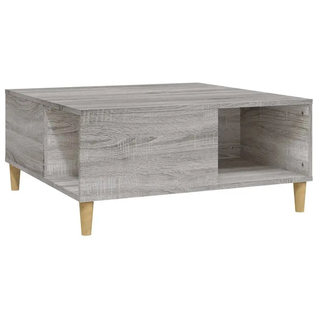 Coffee Table Grey Sonoma 80x80x36.5cm Engineered Wood with Storage Compartments Modern Accent