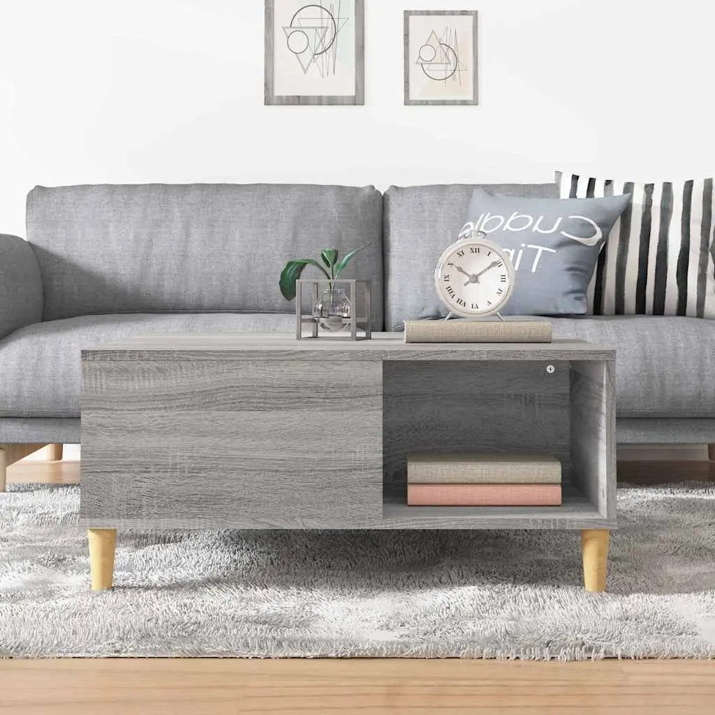 Coffee Table Grey Sonoma 80x80x36.5cm Engineered Wood with Storage Compartments Modern Accent
