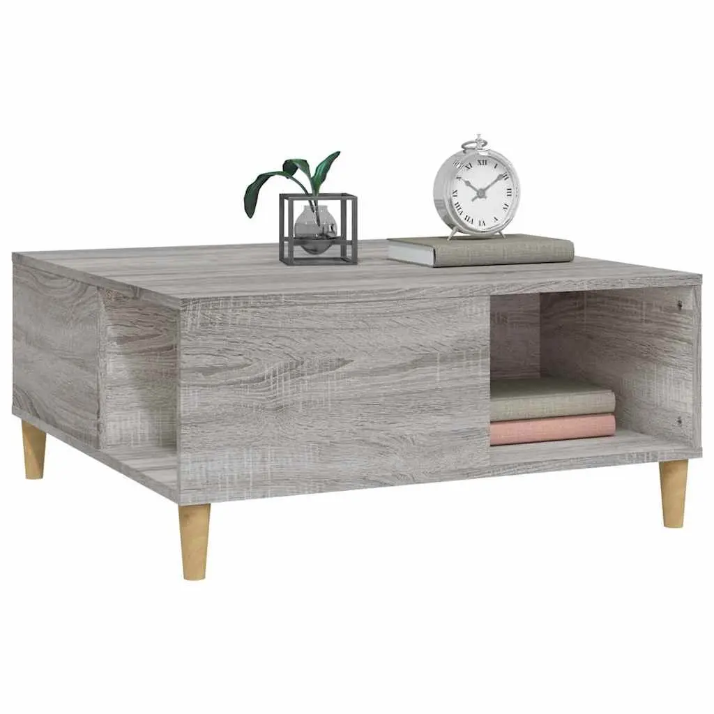 Coffee Table Grey Sonoma 80x80x36.5cm Engineered Wood with Storage Compartments Modern Accent