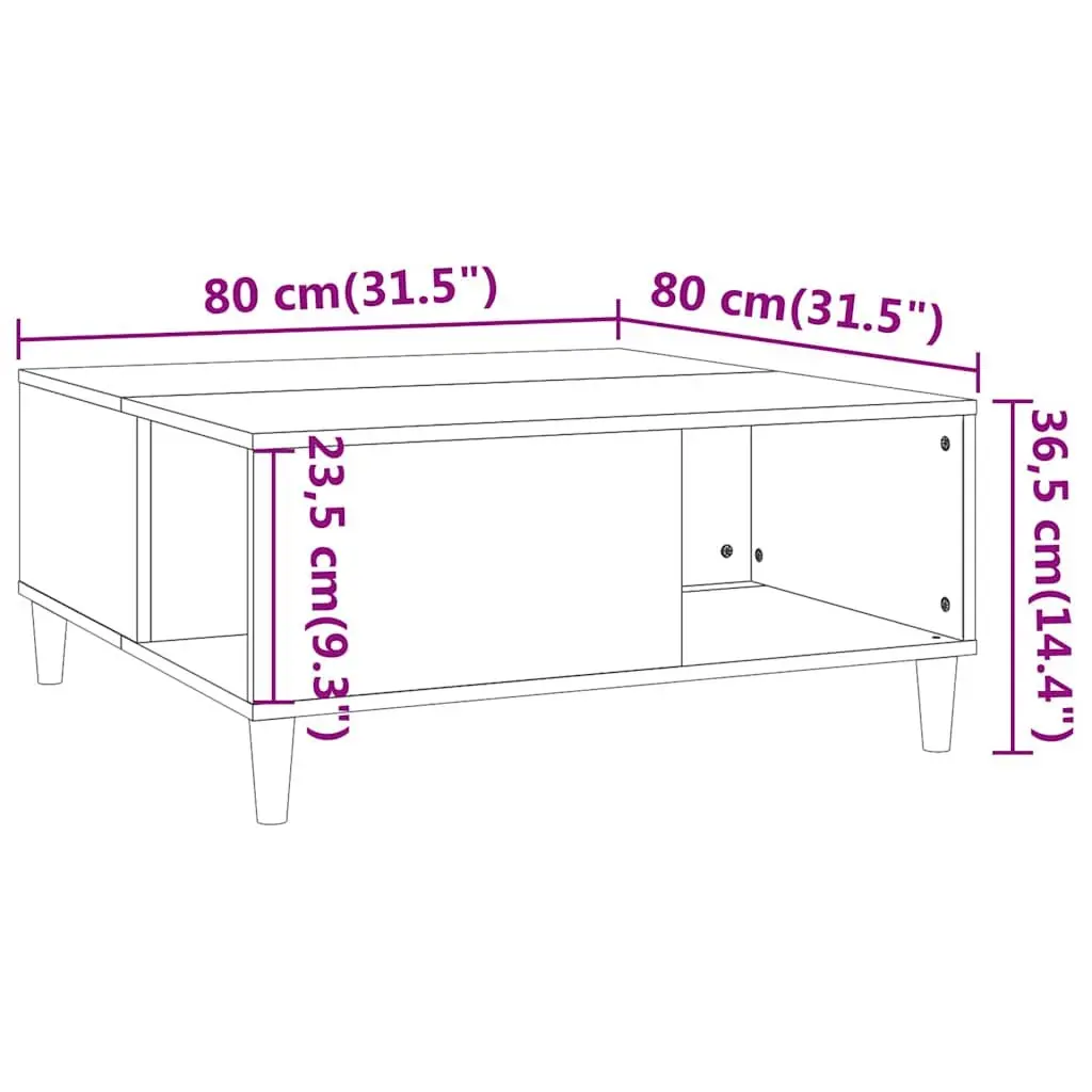 Coffee Table Grey Sonoma 80x80x36.5cm Engineered Wood with Storage Compartments Modern Accent