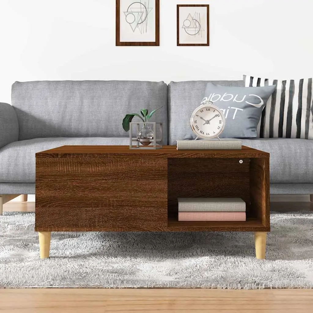 Coffee Table Brown Oak 80x80x36.5cm Engineered Wood