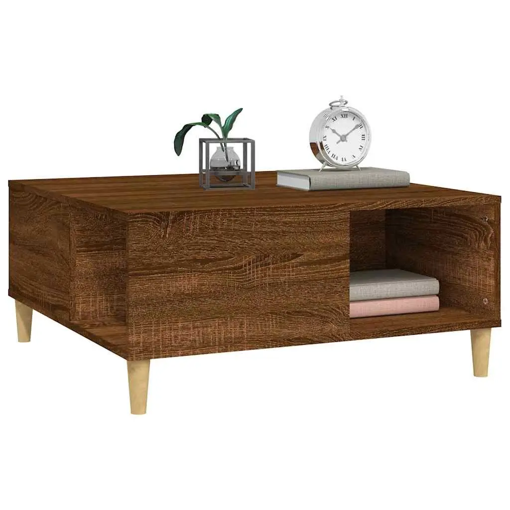 Coffee Table Brown Oak 80x80x36.5cm Engineered Wood