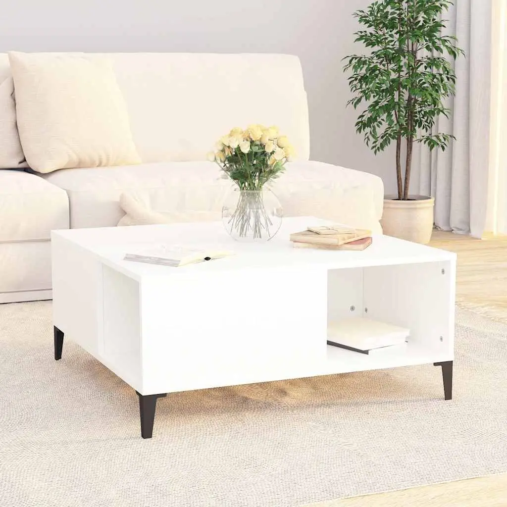 Coffee Table White Modern 80cm Engineered Wood