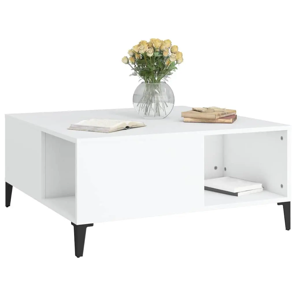 Coffee Table White Modern 80cm Engineered Wood
