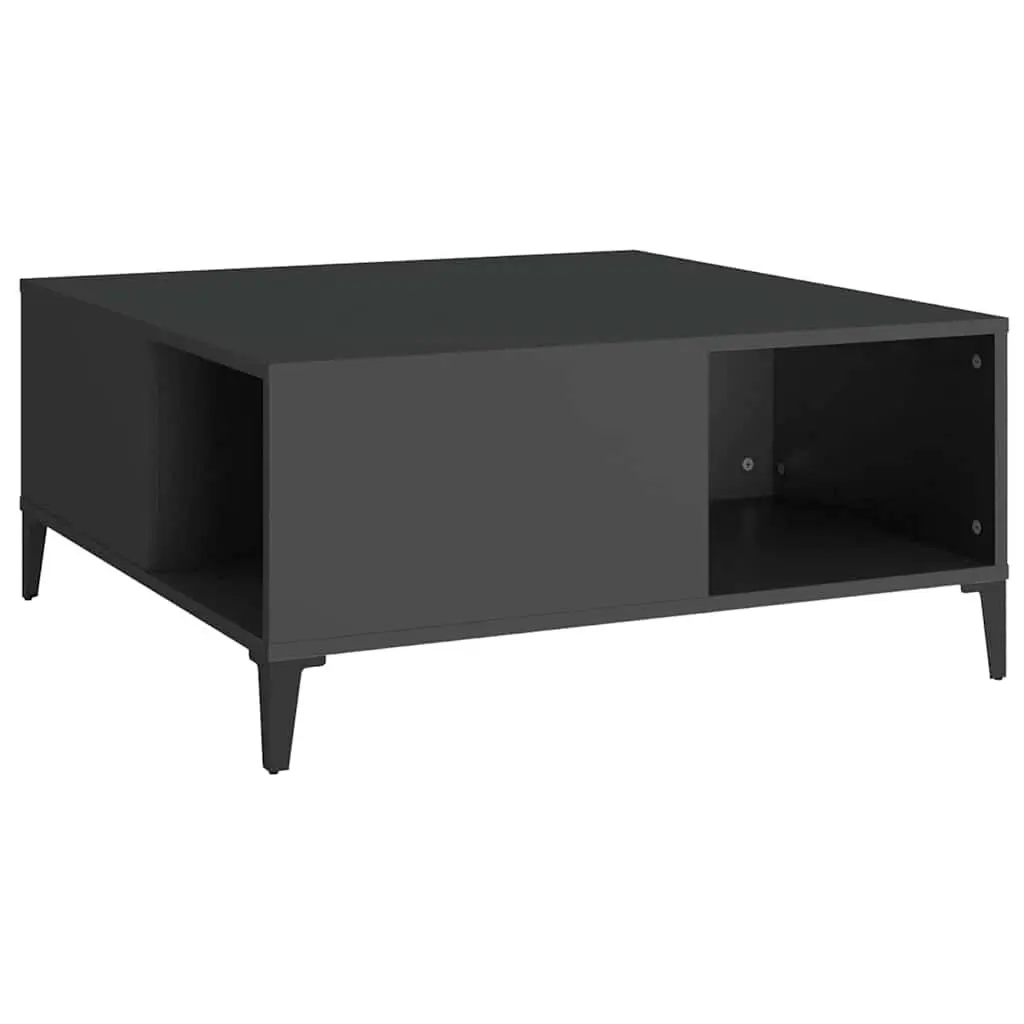 Black Coffee Table with Storage Compartments Modern Living Room Accent Furniture