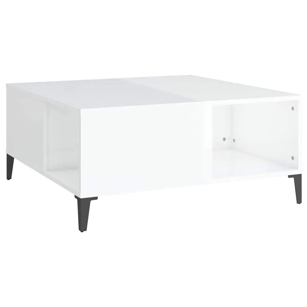 Coffee Table White High Gloss 80x80x36.5cm Engineered Wood