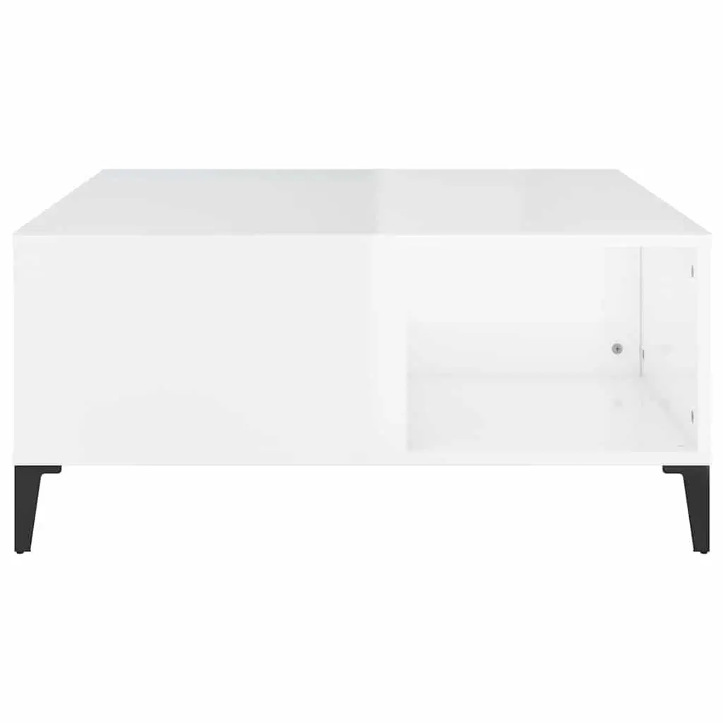 Coffee Table White High Gloss 80x80x36.5cm Engineered Wood