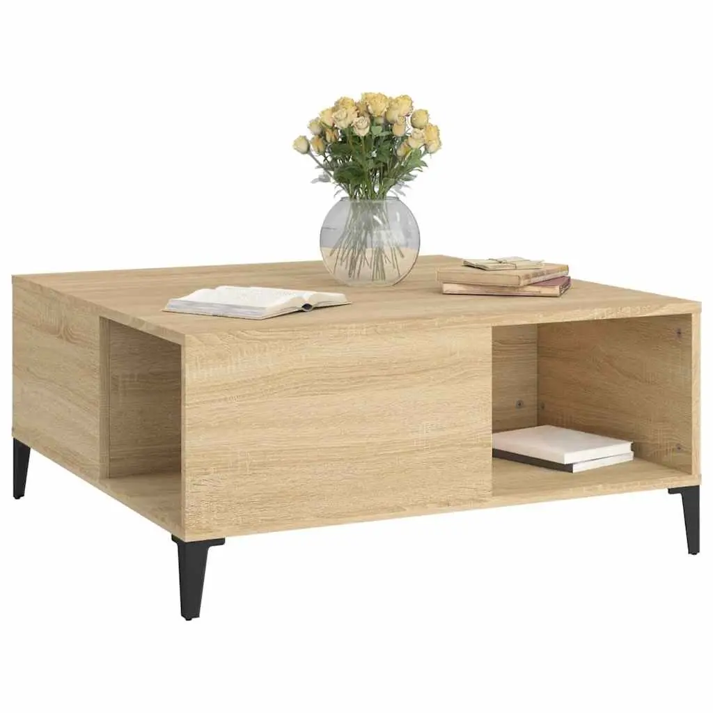 Brown Engineered Wood Coffee Table with Storage Compartments