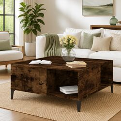 Brown Smoked Oak Coffee Table with Storage Compartments