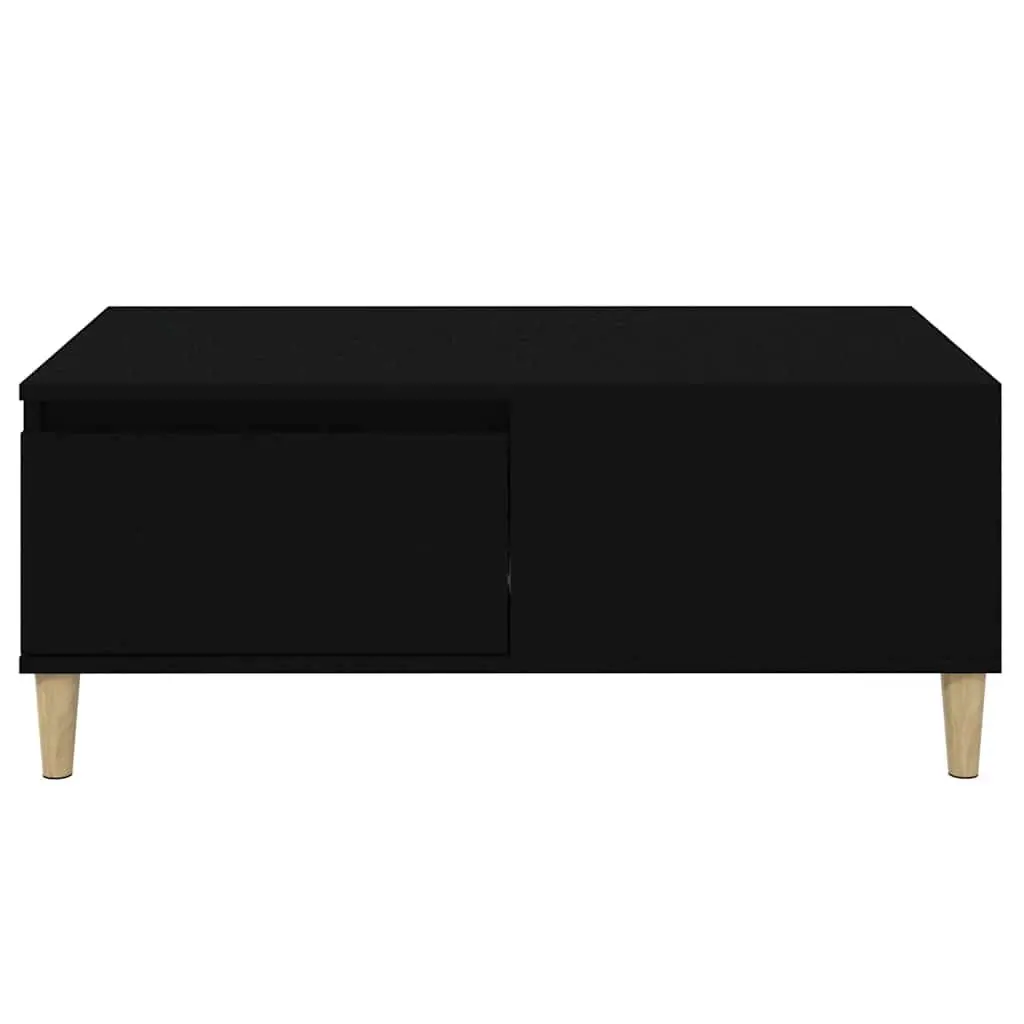 Coffee Table Black 90x50x36.5 cm Engineered Wood with Eucalyptus Wood Feet