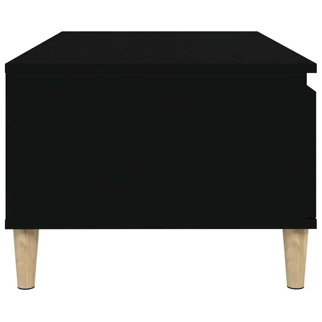 Coffee Table Black 90x50x36.5 cm Engineered Wood with Eucalyptus Wood Feet