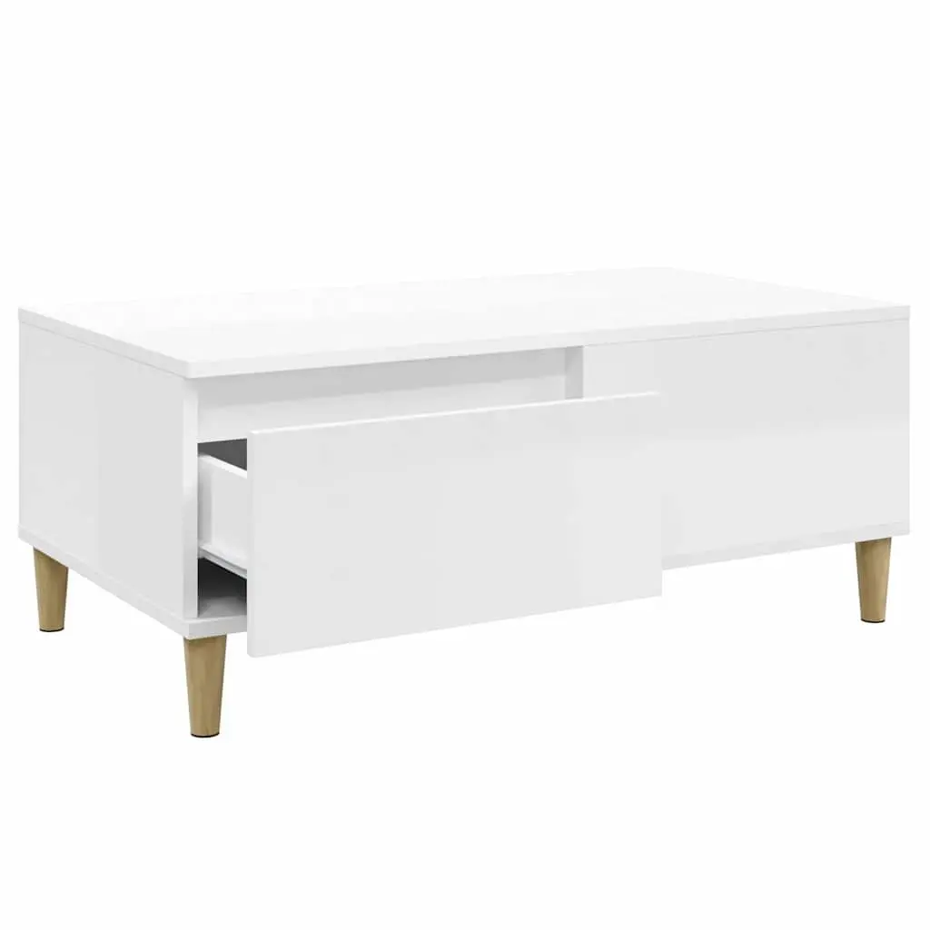 High Gloss White Coffee Table with Storage Drawer