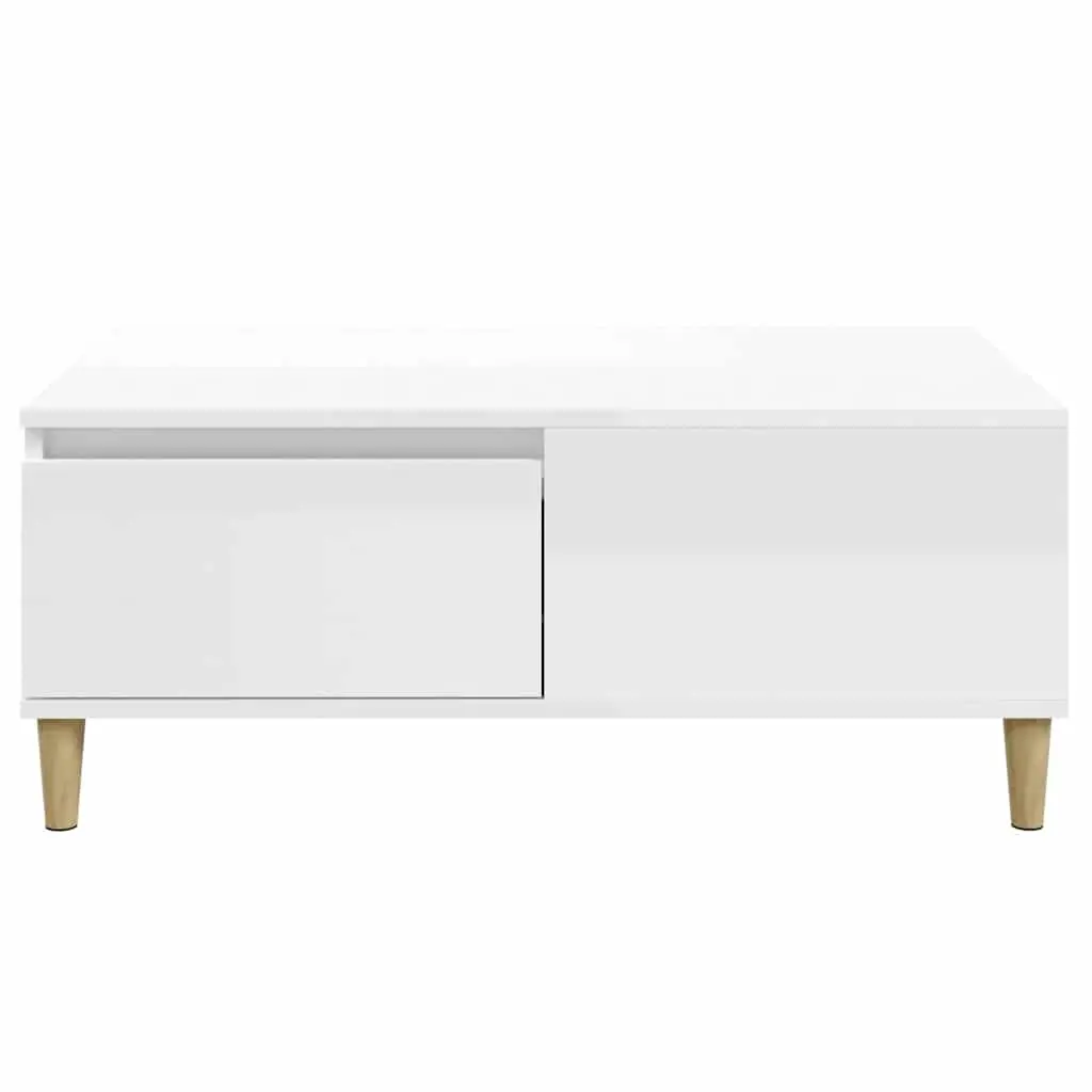 High Gloss White Coffee Table with Storage Drawer