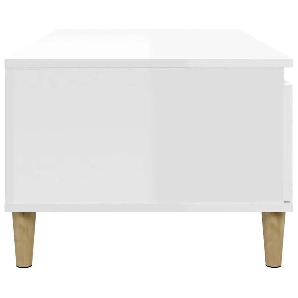 High Gloss White Coffee Table with Storage Drawer