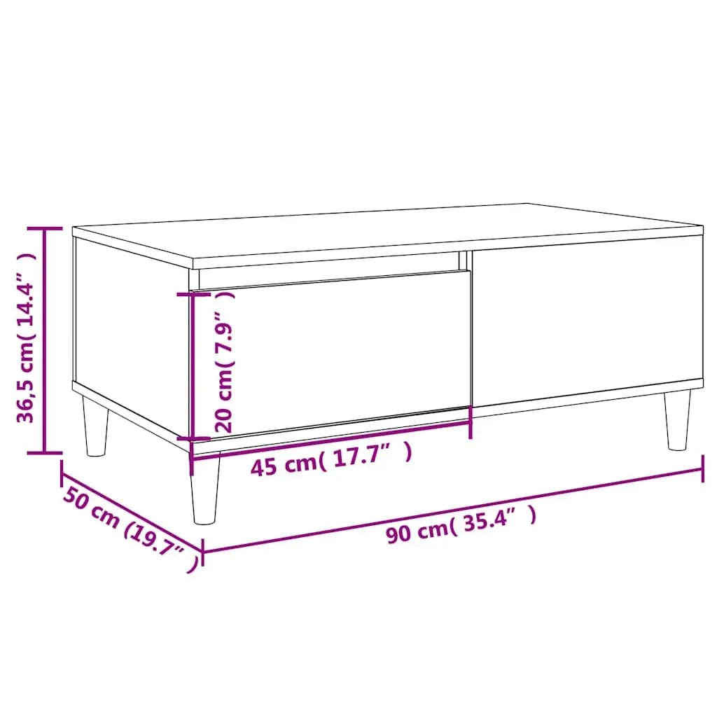 High Gloss White Coffee Table with Storage Drawer