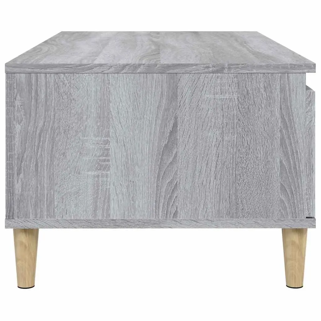 Coffee Table Grey Scandinavian Style 90L x 50W x 36.5H cm Engineered Wood with Eucalyptus Wood Feet and Storage Drawer