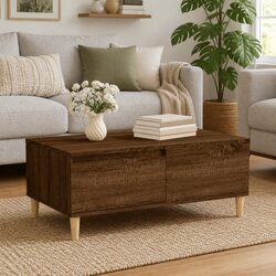Brown Oak Coffee Table with Drawer Storage 90x50x36.5 cm
