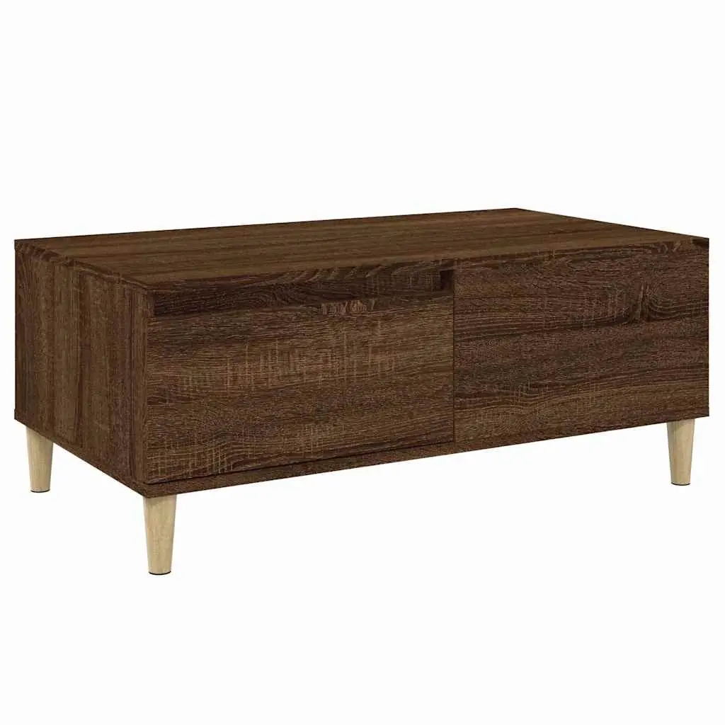 Coffee Table Brown Oak 90x50x36.5 cm Engineered Wood with Drawer Storage