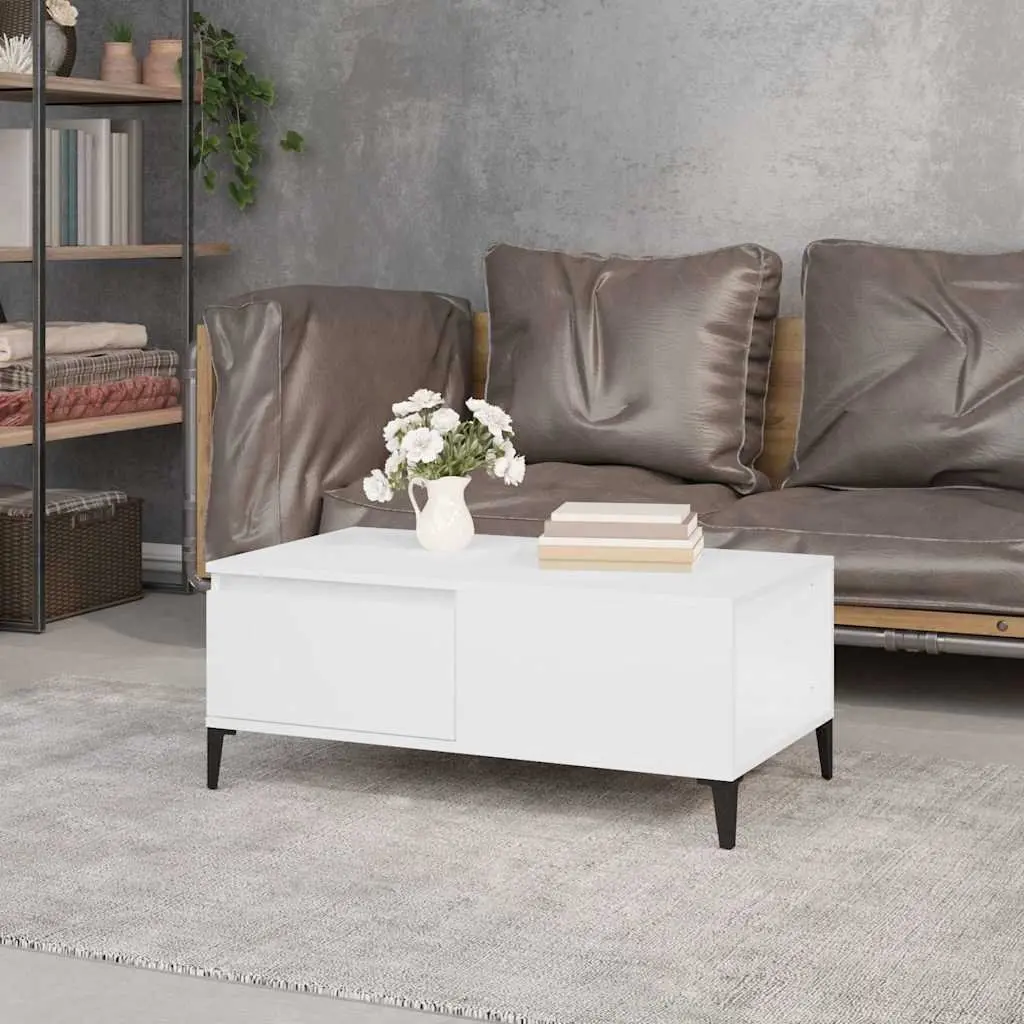 Coffee Table White Modern 90x50cm Engineered Wood